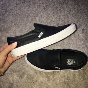 Vans Leather Slip On Sneakers